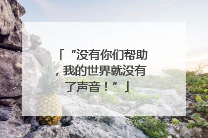 “没有你们帮助，我的世界就没有了声音！”