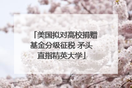 美国拟对高校捐赠基金分级征税 矛头直指精英大学