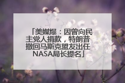 美媒爆：因曾向民主党人捐款，特朗普撤回马斯克盟友出任NASA局长提名