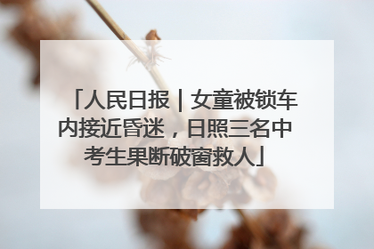 人民日报｜女童被锁车内接近昏迷，日照三名中考生果断破窗救人