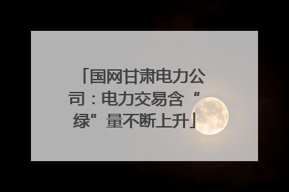 国网甘肃电力公司：电力交易含“绿”量不断上升