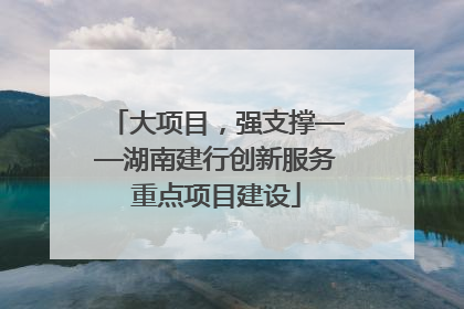 大项目，强支撑——湖南建行创新服务重点项目建设