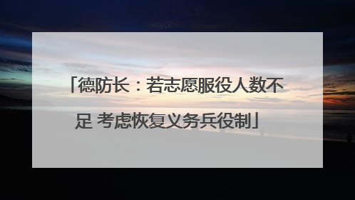 德防长：若志愿服役人数不足 考虑恢复义务兵役制