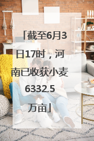 截至6月3日17时，河南已收获小麦6332.5万亩