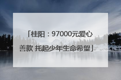 桂阳：97000元爱心善款 托起少年生命希望
