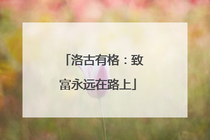 洛古有格：致富永远在路上