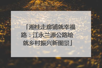 湘桂走廊铺就幸福路：江永兰源公路绘就乡村振兴新图景