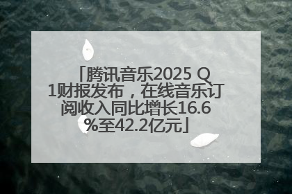腾讯音乐2025 Q1财报发布，在线音乐订阅收入同比增长16.6%至42.2亿元