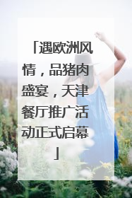 遇欧洲风情，品猪肉盛宴，天津餐厅推广活动正式启幕