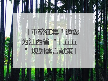 重磅征集！邀您为江西省“十五五”规划建言献策