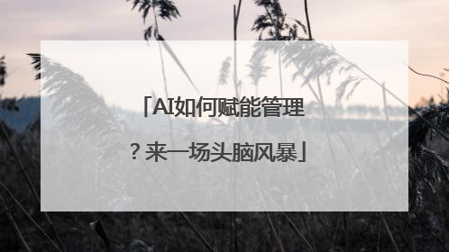 AI如何赋能管理？来一场头脑风暴